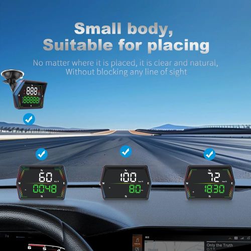 Afficheur Tête Haute GPS Voiture avec Odomètre - Compteur de Vitesse, Distance, Altitude, Alerte Fatigue et Survitesse