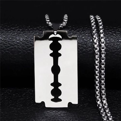 Chaîne homme en acier inoxydable pendentif larme couleur argenté idéal cadeau pour la saint Valentin, anniversaire, baptême, mariage