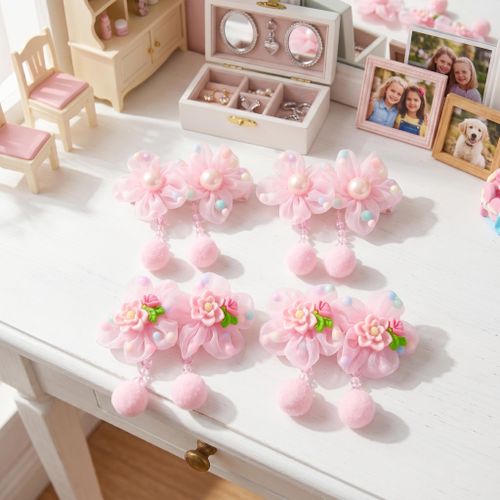2 élastiques à cheveux sans couture pour petite fille Pour queues de cheval - Rose