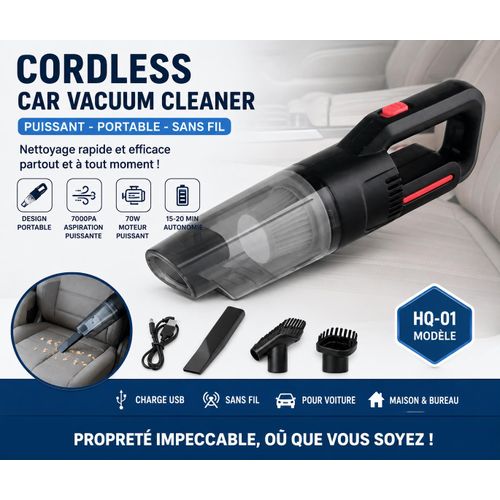 Aspirateur Portable Sans Fil Rechargeable HQ-01 – Mini Nettoyeur Haute Puissance 7000PA – Maison, Bureau & Multi-Usage