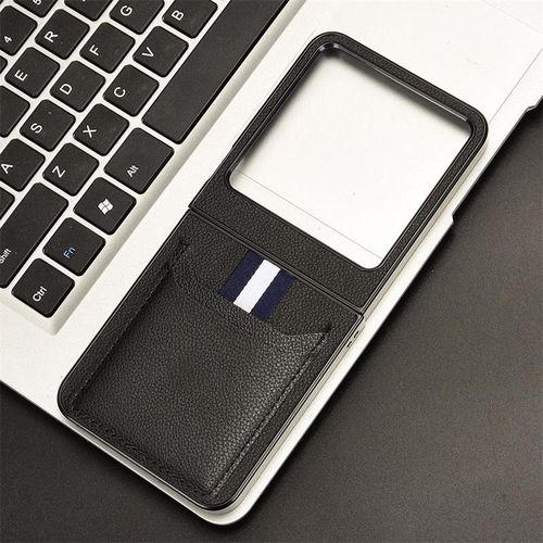 Pour Tecno Phantom V Flip 2 5G Étui de téléphone de luxe à porte-cartes texturé noir