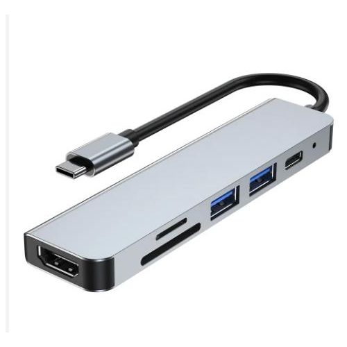 Hub USB Type-C Multifonction 6 en 1 – Adaptateur HDMI USB 3.0 Lecteur de Carte