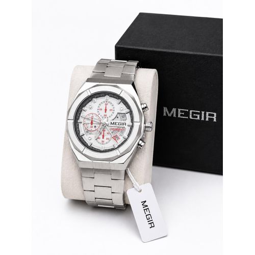 Montre homme argent fond blanc-Montre analogique à quartz unique
