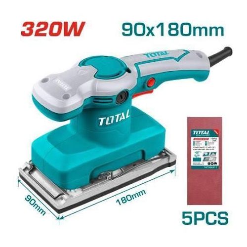 Ponceuse Vibrante De Finition 320W (TF1301826) Industrial - Base Aluminium 180x90mm + 5 Papiers Abrasifs