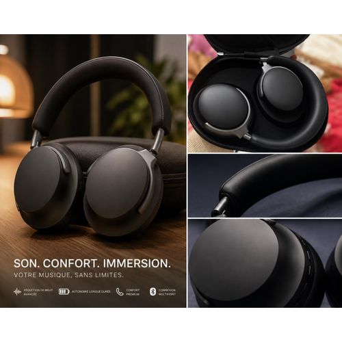 Casque Bluetooth avec étui de protection - Noir 1