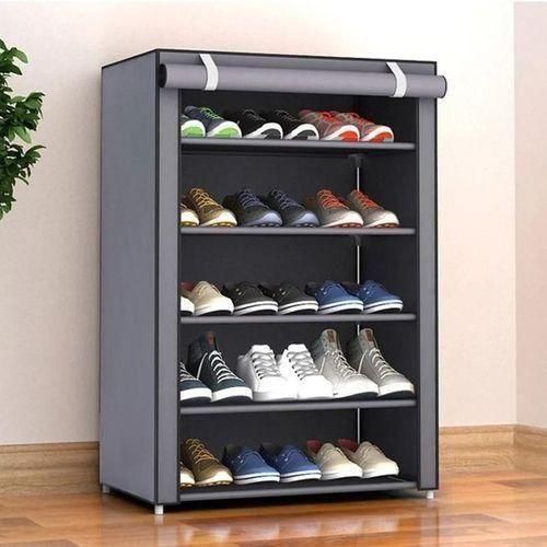 Armoire à chaussures à 5 niveaux en simple rangée - Gris