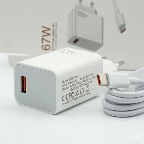 Chargeur Ultra Rapide 67W GaN Premium – Pack Bloc + Câble Type-C Haute Performance – Rechargez en 30 Minutes