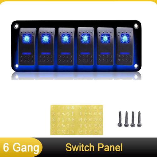 Panneau de commande à 6 interrupteurs, 12V/24V, à bascule ON/OFF, étanche