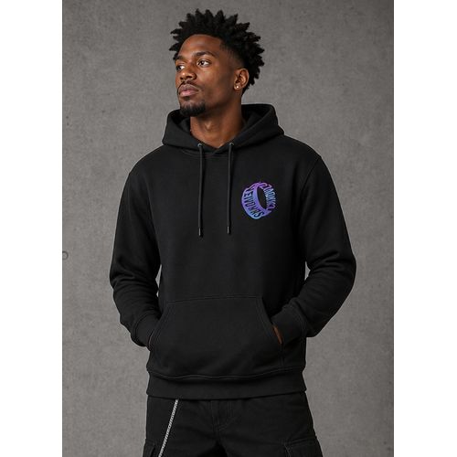 Sweat à capuche Homme Noir imprimé vintage – style urbain moderne