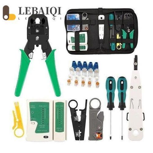 Kit d'outils réseau Ethernet portable 14 pièces (incluant pince à sertir et testeur) - Compatible avec les câbles réseau à double usage