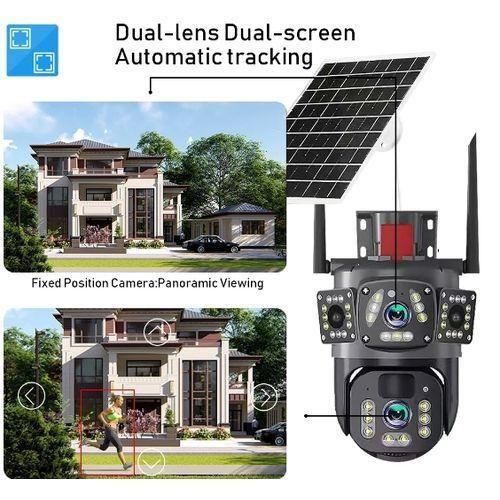 V380, CCTV, Télévision En Circuit Fermé Solaire Sans Fil WIFI, Double Objectif 4K, Caméra Réseau De Sécurité Extérieure, Caméra Solaire 4G