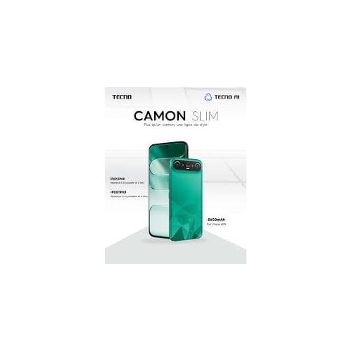 TECNO CAMON SLIM - 256GB ROM - 24GB RAM (16 Extended RAM) - 6.39 - IP69 IP68 - 5600mAh - 60W - 4G - VERT