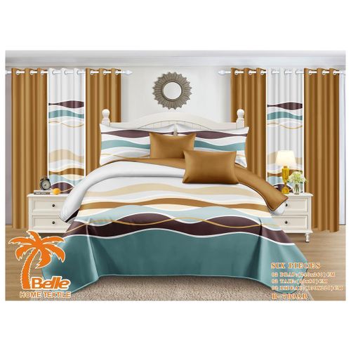 Lot Complet : 2 Draps + 2 Taies + 2 Rideaux – Design Élégant et Confort Assuré