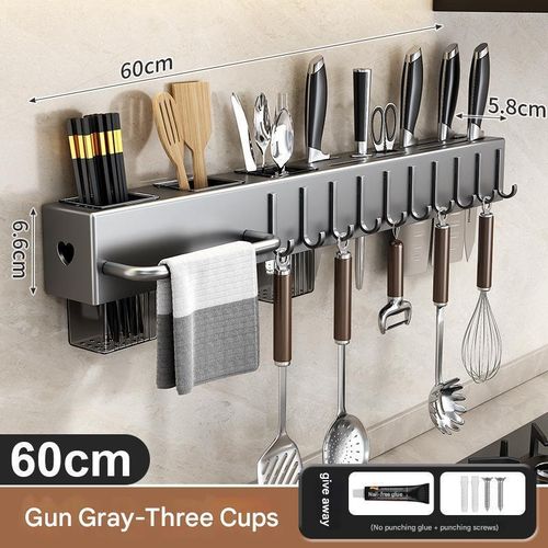 Support à couteaux de 60CM avec tige, rangement pour baguettes, support mural pour couverts