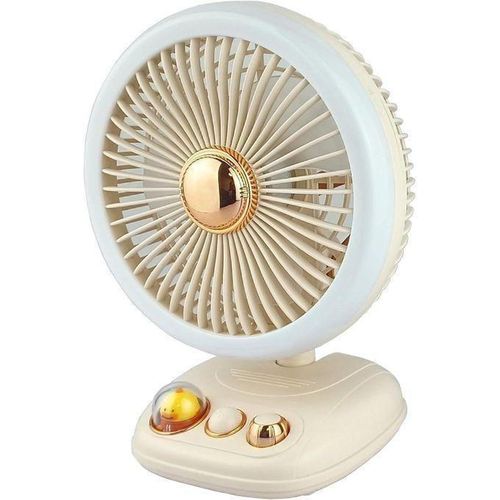 Chic Ventilateur de bureau avec lumière LED, flux d'air silencieux à vitesse variable, fonctionne sur batterie rechargeable
