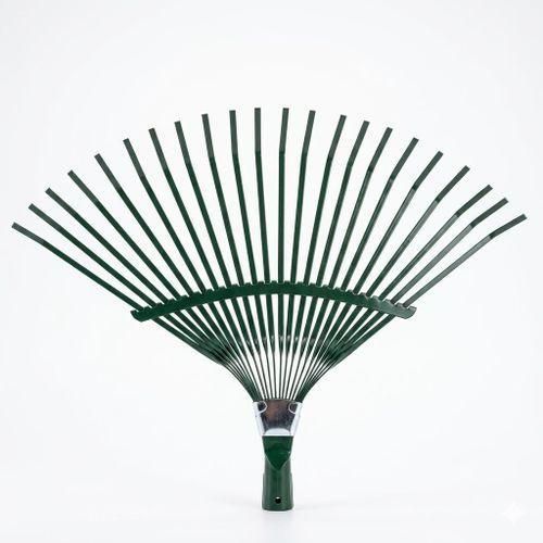 Tête de Râteau à Gazon Professionnelle - 22 Dents en Acier Trempé - Largeur de Travail Optimisée - Finition Anti-Corrosion Verte - Idéal pour Feuilles, Herbe et Entretien du Jardin