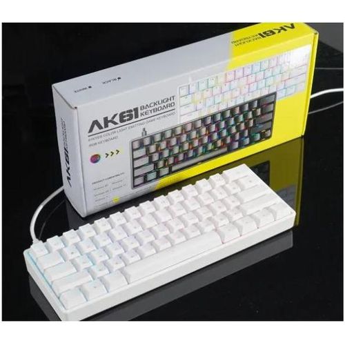 Clavier mécanique AK61 à touches remplaçables à chaud – Format compact 60 % à 80 % avec switches bleus, clavier gaming filaire USB. Touches faciles à réinstaller, véritable rétroéclairage RGB, 61 à 87 touches