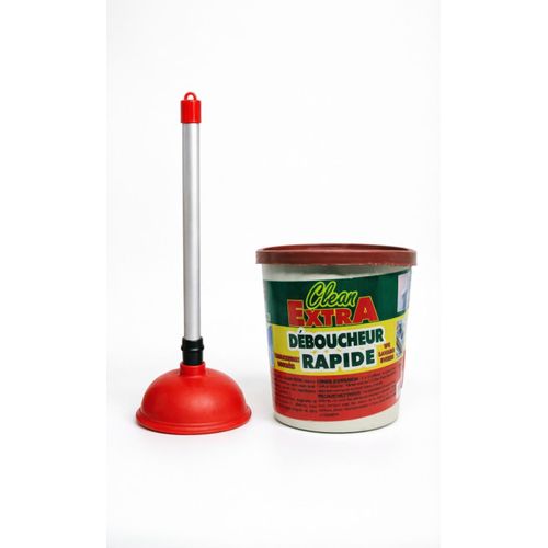 Kit- Poudre de Déboucheur Rapide Gand format 700G + Ventouse Haute Pression- Spécial Éviers & WC