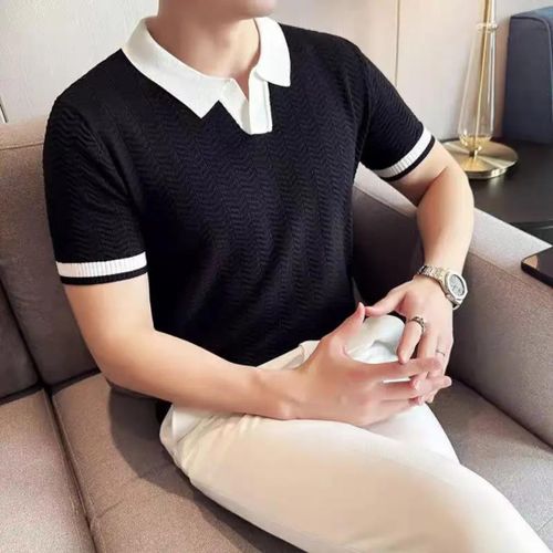 Polo Homme Élégant Manches Courtes – T-Shirt Style Premium Noir