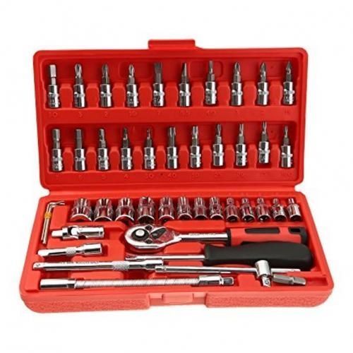 Coffre De Clé à Cliquet De 46 Pièces _ Gris