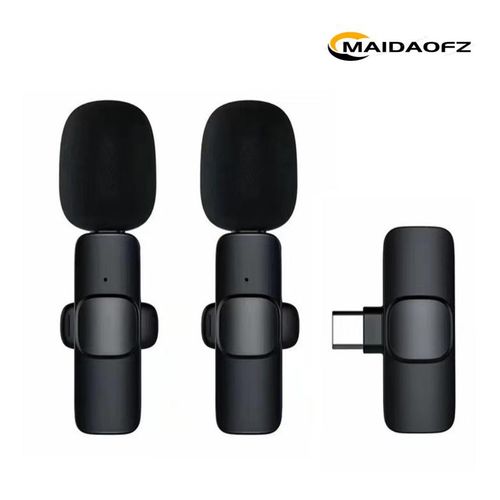 Micro-cravate sans fil enregistrement audio-vido mini micro pour tlphone Type-C-noir