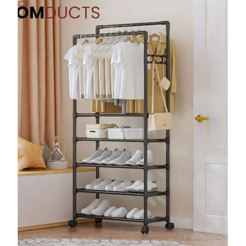 Porte-manteau simple d'intérieur à double barre - 5 Niveaux