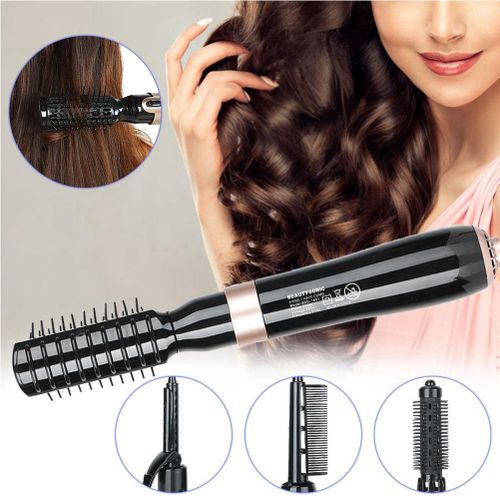 Brosse chauffante 4 en 1 : lisseur, boucleur, sèche-cheveux et styler