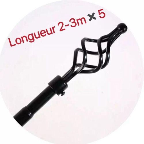 KIT DE 5 Tringles à Rideaux Extensible 3m-5 noir HG