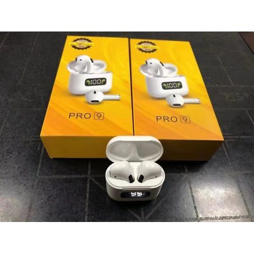 PRO 9 Casque T WS Sans Fil Bluetooth 5.0 Blanc Affichage Numérique-BLANC