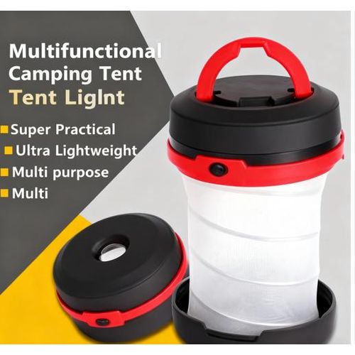 Lampe de camping à LED pliable télescopique lumière de tente portable lumière de nuit lampe de secours lampe de camping avec batterie AA utilisée modèle rouge