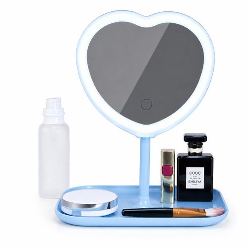 Miroir LED rechargeable en forme de cœur avec plateau – 2600 mAh