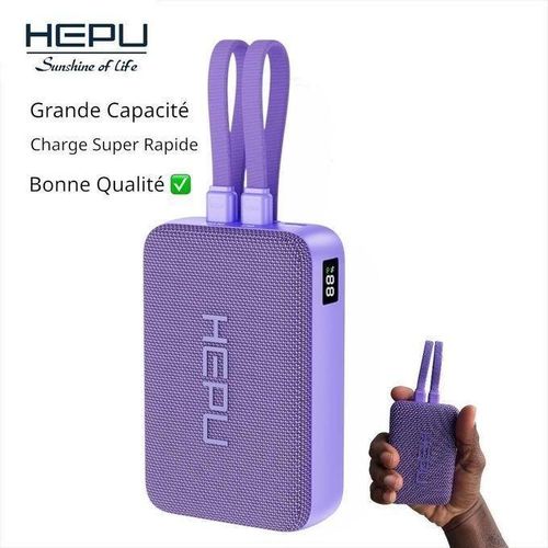 Hepu Hepu Power Bank 20000mAh HP-A22 Bonne Qualité Violet - Charge Ultra Rapide 22W - Câble IPhone Et Type-C - Pour IPhone Samsung Tecno Etc NN