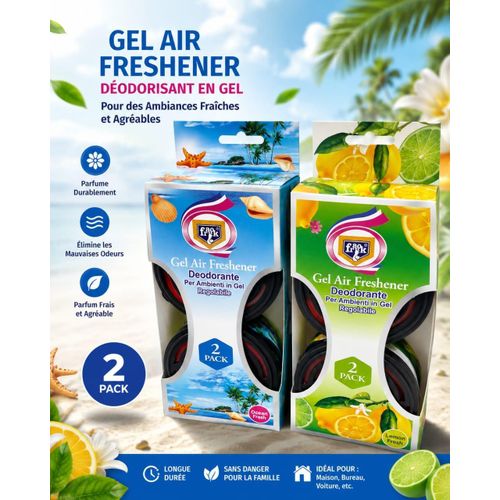 2 Lot Gel Désodorisant Air Freshener Réglable – 2 Packs – Parfum Frais