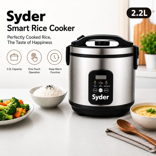 Syder Cuiseur à Riz Premium 2,2 L – Multifonction pour Riz, Soupe, Porridge et Cuisson Vapeur avec Commande Numérique
