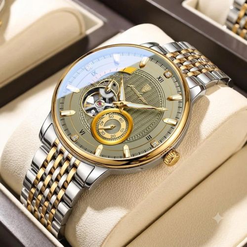 Montre Homme , Montre De Luxe à Quartz En Acier Inoxydable POEDAGAR 1416 Montre Automatique