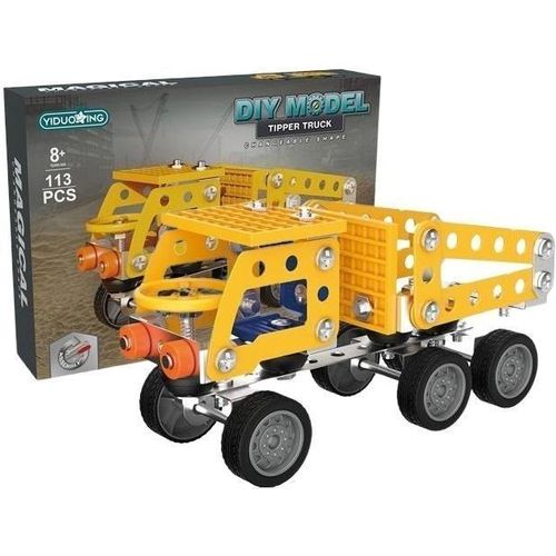 Jeu de construction en métal, camions de chantier, 113 pièces