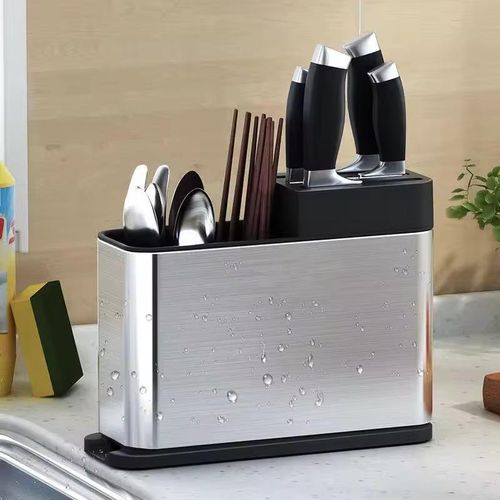 Nouvelle boîte de rangement et d'égouttage tout-en-un en acier inoxydable pour baguettes et couverts, multi-usages, moderne, pour cuisine transfrontalière