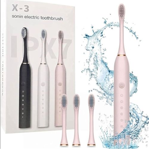 Brosse à Dents Électrique X-3 – Technologie Sonique IPX7 – Avec 3 Têtes Interchangeables