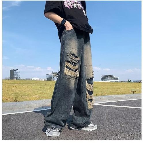 Jean élastique mince pour hommes, tendance mode ajustée, jambes droites, pantalon long