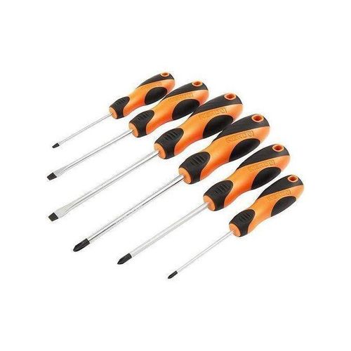 Kit de 6 tournevis plats et cruciformes en acier Cr-V – Poignées antidérapantes