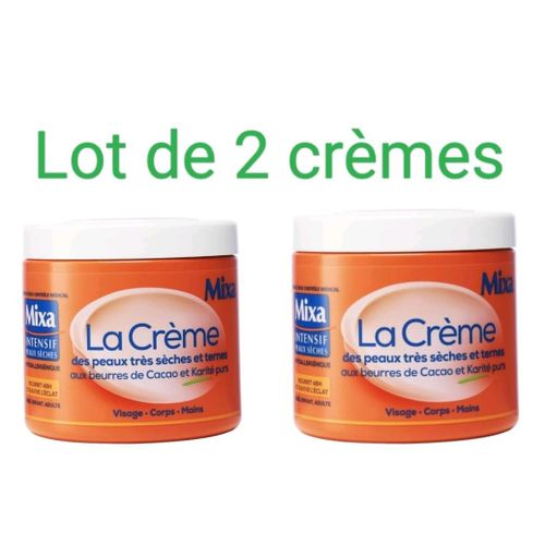 Lot 2x400ml. Crème corps MIXA Paris aux beurres de cacao et karité purs pour peaux très sèches et ternes. Importés de France.