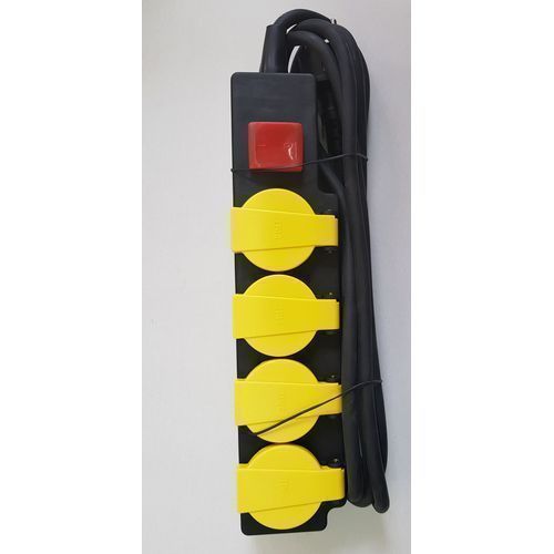 Multiprise Parafoudre Qualité Supérieure - 4 Ports - Noir/Jaune