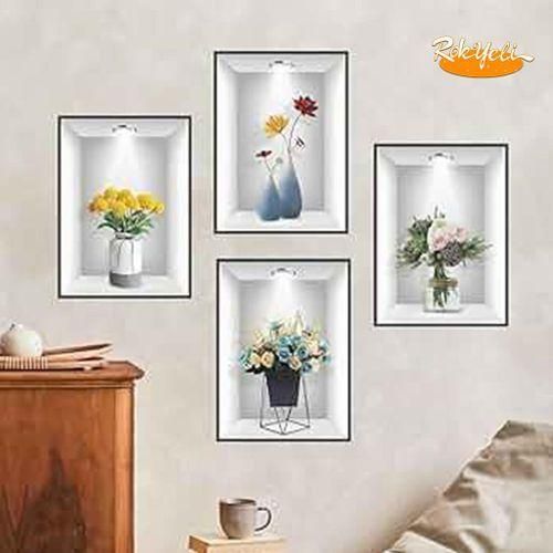 Décoration Murale Autocollante - Bouquets De Fleurs Colorées (4 Pièces)