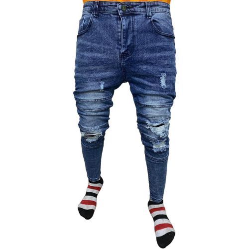Pantalon Jeans Dechirè Pour Homme - Bleu