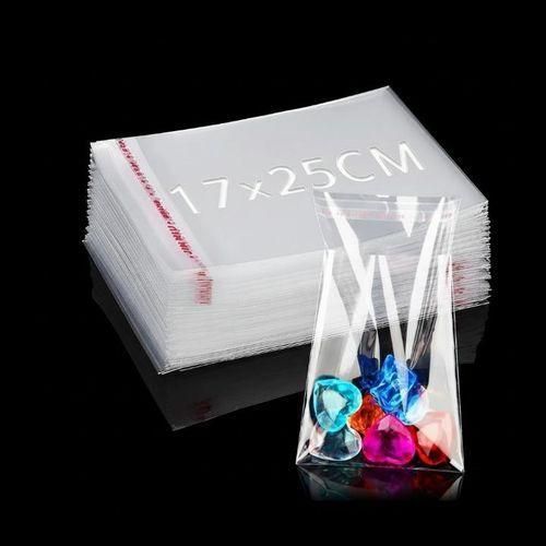 Lot de 300 sachet plastique transparent 17×25 cm – avec fermeture auto-adhésive – idéal pour produits artisanaux, de bijoux, de papeterie, de petits vêtements ou de denrées alimentaires.. – emballages plastiques