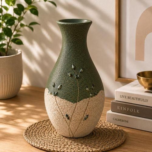 Vase Décoratif Élégant Motif Floral – Style Naturel & Raffiné
