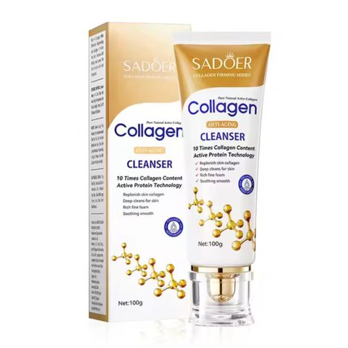 Nettoyant visage collagène SADOER – Mousse nettoyante raffermissante et hydratante, produit de soin de la peau