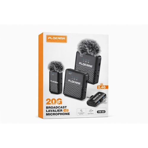 Kit Double Microphone Cravate Sans Fil PLOKAMA (Modèle VM-60)