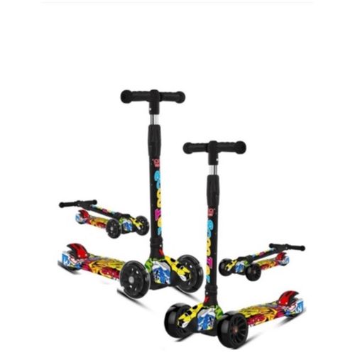 Trottinette à 3 roues pour enfants scooter pliable à hauteur reglable avec roues lumineuses pour enfants de 2 à 8 ans