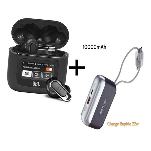 Écouteur jbl Tour Pro 3 + POWER BANK - Réduction du bruit, jusqu'à 40h d'autonomie, audio spatial, boîtier de recharge intelligent - NOIR